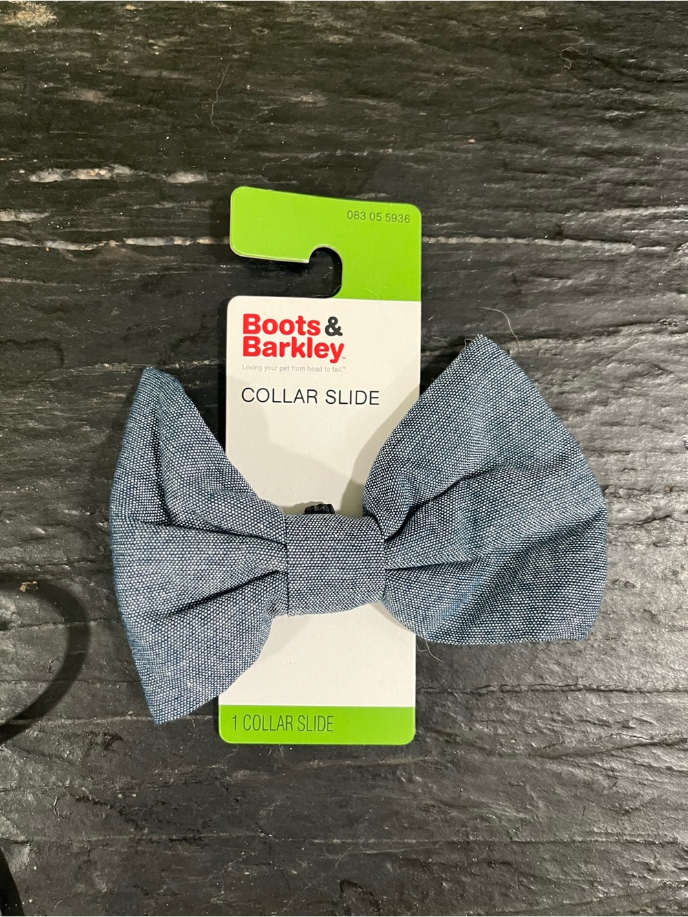 Boots & Barkley Chambray Blue Bow Collar Slide